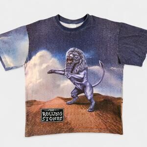 Vintage Rolling Stones Shirt Mens One Size Bridges to Babylon All Over Print 90s
